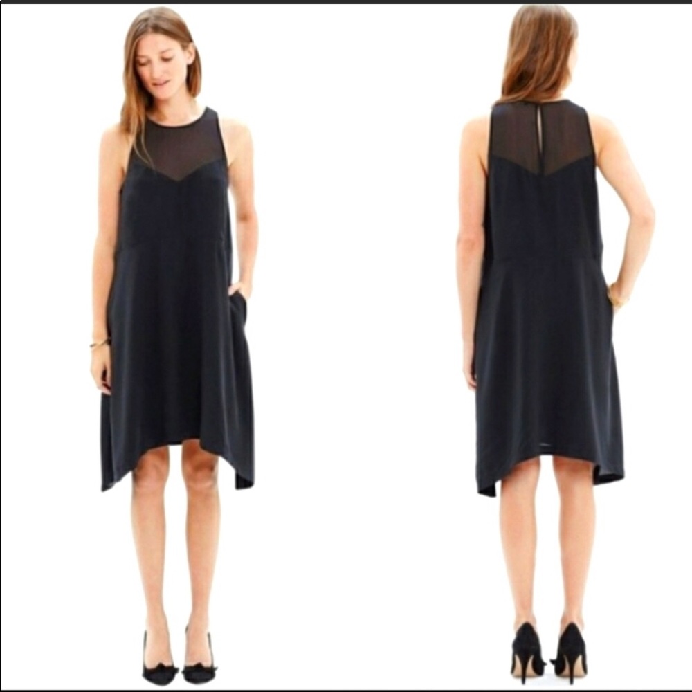 Madewell Silk Parkview Dress XS in black